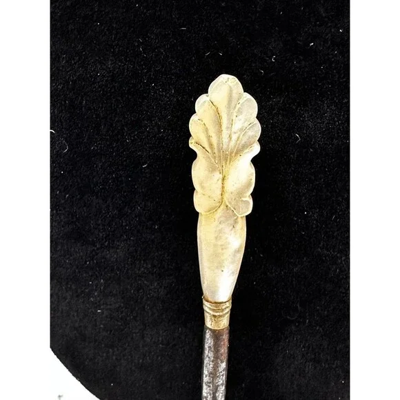 Antique Old 1800s Carved MOP Handled Vanity Tool Piece Hat Pin Stiletto